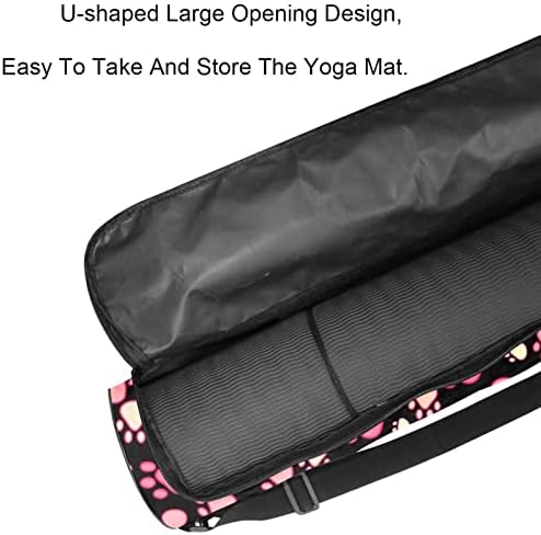 Розово милениче шема шема јога мат торби со целосна зипска торба за носење за жени, вежбање јога мат носач со прилагодлива лента