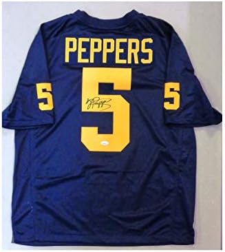 Jabrill Peppers го автограмираше Универзитетот во Мичиген автентичен Jerseyерси на Најк Скокман