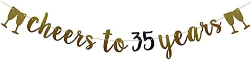 Поздрав До 35 Години Банер, Претходно Нанижани, Златни И Црни Сјајни Украси За Забави За 35-ГОДИШНИНА Од Бракот 35 Години 35-Та