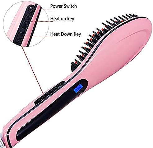 WSSBK керамичка коса засилување четка Брзо зацрвстувањето електричен чешел за коса рамен железо LCD дисплеј дигитално греење