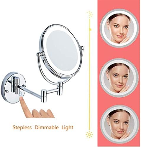 OneMTB тркалезно козметичко суета огледало, LED светло од 20 см, копче на допир, затемнета дневна светлина, 360 ротација, користена