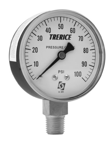 Trerice 800B2502La30/30 Управувачки мерач, 2,5 бирање, 30 Hg до 30 psi, 1/4 NPT месинг врска, пониско монтирање