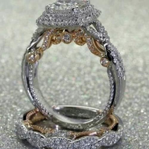 Moissanite прстени за жени позлатен квадратен дијамант принцеза прстен злато дијамантски прстен за ангажман најнови дизајни