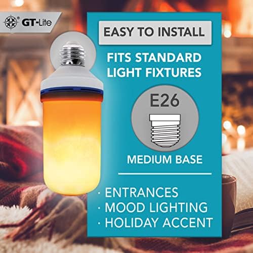 GT-Lite ПЛАМЕН LED Сијалица, 60 Вати Еквивалент, Портокал Пламен Сијалица Со E26 База За Ноќта На Вештерките, Божиќ, Партија,