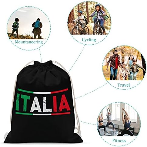 Италијанско Знаме Платно Ранец Со Врвки Едноставен Стил Торба За Рамо Дневен Ранец За Теретана Спорт На Плажа