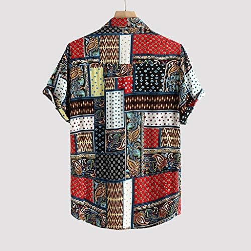 XXBR Хавајска кошула за мажи, етнички стил против кошули со вратот Обично лабаво цветно печатење со кратки ракави на кратки