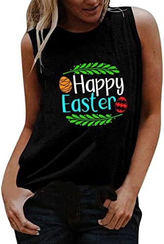 Велигденски маици за жени екипаж за зајаче зајаци за печатење на тркачки резерви на врвови на летни маички без ракави за вежбање