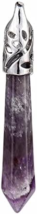 Кофорд Популарно сребро позлатена реики лекување на нишалото природен камен аметисти виолетова кварц приврзова за жени ѓердани