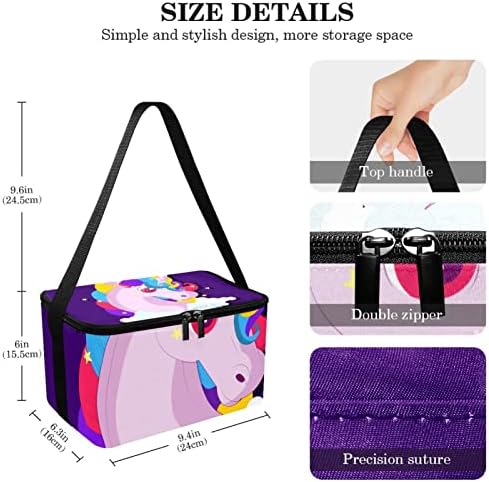 Виолетова торба за испорака на храна со еднорог, изолирана торба за намирници | Двоен патент