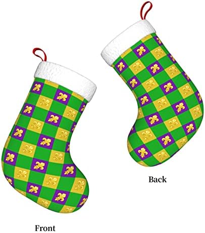 Cutedwarf Mardi Gras Fleur de Lis Cristma Codrings Божиќни украси на дрво Божиќни чорапи за Божиќни празнични забави подароци