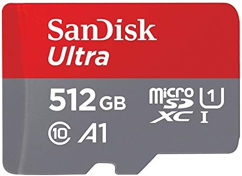 SanDisk 512GB Ultra MicroSDXC UHS-I Мемориска Картичка Со Адаптер-100MB/s, C10, U1, Full HD, A1, Микро SD Картичка-SDSQUAR-512G-GN6MA