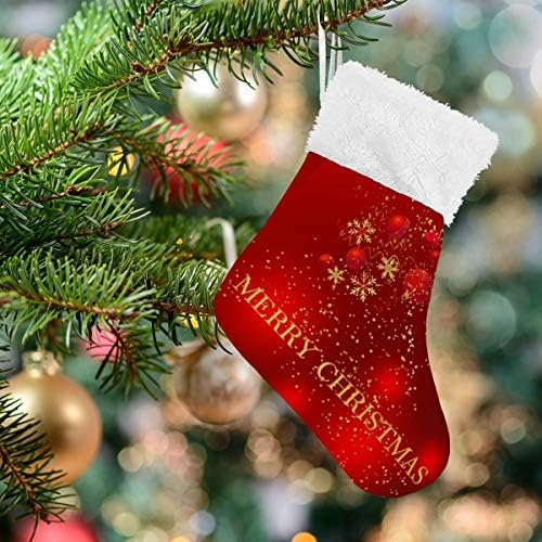 Алаза Божиќни чорапи Божиќни сјајни црвени светла нова година класични персонализирани мали декорации за порибување за семејни