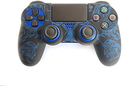 Гаметаун Силиконски Заштитен Капак На Куќиштето за Sony Playstation 4 PS4 Двојна Шок 4 Контролер Боја Сина Со Црна Боја