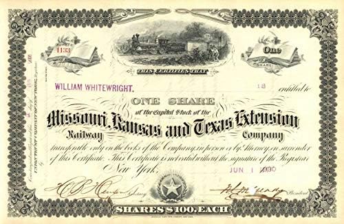 Мисури, Канзас И Тексас Продолжување Железнички - Железнички Сертификат