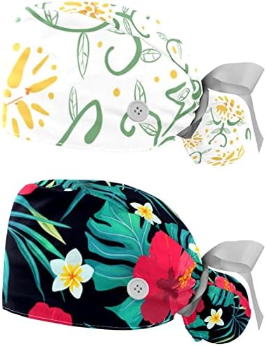 Цветно цвеќе прилагодливо работно капаче со држач за конска опашка 2 пакувања капаче за чистење на капа за мажи и жени, една