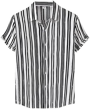 XXBR гроздобер кошули за мажи шарени кратки ракави хавајски кошула лето копче маичка лапел плажа врвови за одмор на плажа