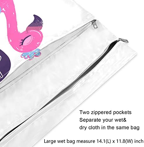 ZZXXB балетски танчер Фламинго водоотпорна влажна торба за еднократна употреба крпа, пелена влажна сува торба со патент џеб