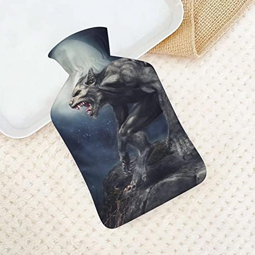 Werewolves полна месечина ноќно шише со топла вода со мека покривка 1L голема класична потопла торба за нозе на рамо на вратот