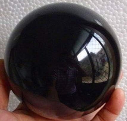 Замтак 60-100мм + дрвена сила- Материјал природна црна опсидијанска сфера Голема кристална топка заздравување камен обоена глазура-