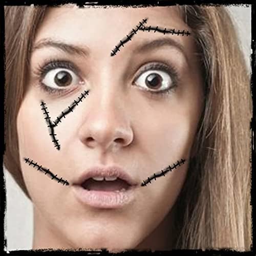 Привремена тетоважа лузна зомби костим за Ноќта на вештерките лице лажни тетоважи реалистични тенки трајни