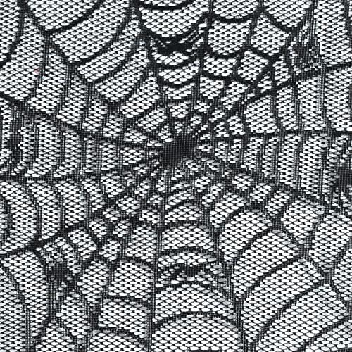Beistle Polyester Fabric Black Lace Spider Web Cobweb камин мантил шамија украси за Ноќта на вештерките за домашен декор, 18,5