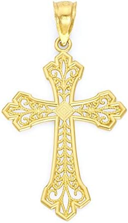 10к Вистински Цврст Златен Сложен Крст Приврзок За Ѓердан, Подарок За Накит За Христијанска Молитва За Неа