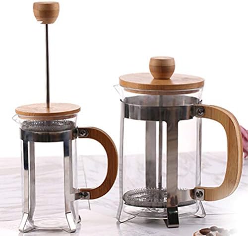 Doitool чајник, сад за кафе под притисок од не'рѓосувачки челик со дрвена рачка капаче висока боросиликатна стаклена чајник
