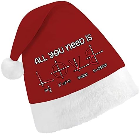 Се Што Ви Треба Е Љубов Математика Божиќ Шапка Дедо мраз шапка За Унисекс Возрасни Удобност Класичен Божиќ Капа За Божиќ Партија