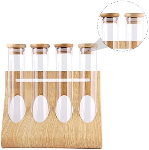 Анголички контејнер со житни садови стакло тестови со цевки со дрвена решетка кафе зрна стакло шише решетки рамни тест -цевки
