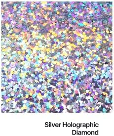 Сјај за занаетчиски Хемвеј - 2/5 0,4 10мм - сјај во форма на дијаманти за козметички, уметнички занаети, занаетчиски нокти и декорација - сребрена холографска - 50g