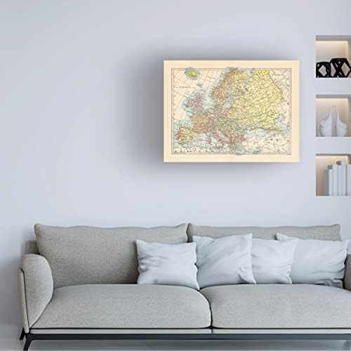 Трговска марка ликовна уметност „мапа на Европа“ платно уметност од портфолио на диво јаболко 24х32