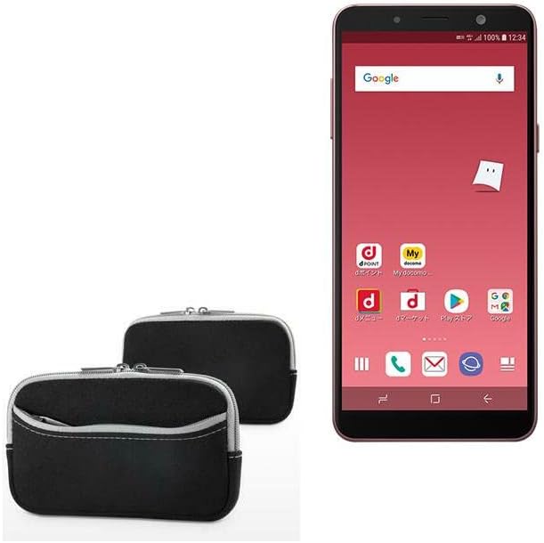 Case Boxwave Case for Samsung Galaxy Feel2 - мекото количество со џеб, мека торбичка неопрена покривка на ракав патент џеб за Samsung Galaxy Feel2 - Jet Black со сива трим
