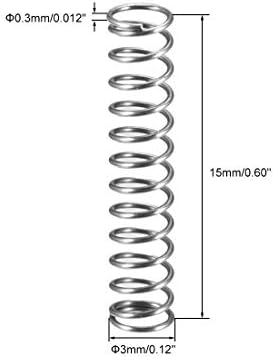 Дијаметар на жица Uxcell 0.012 , OD 0,12, бесплатна должина 0,60 пролетен челичен калем проширена компресирана пролет 30 парчиња