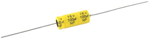 NTE Electronics NPA33M50 серија NPA алуминиум не поларизиран електролитски кондензатор, 20% толеранција на капацитет, аксијално олово, капацитивност од 33μF, 50V